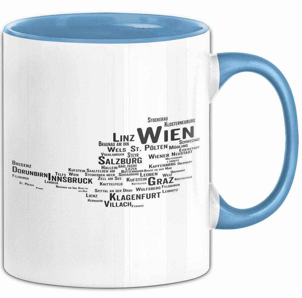 Österreich Karte Wien Wienerisch Tasse Geschenk Lustige Geschenkidee Spruch (Blau)