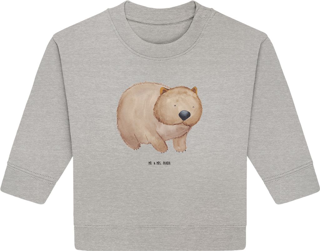 Mr. & Mrs. Panda Organic Baby Pullover Wombat 6. - 12. Monat - Heather Grey - Geschenk, Australien, Spruch, Lustige Sprüche, Das Leben Ist schön,...