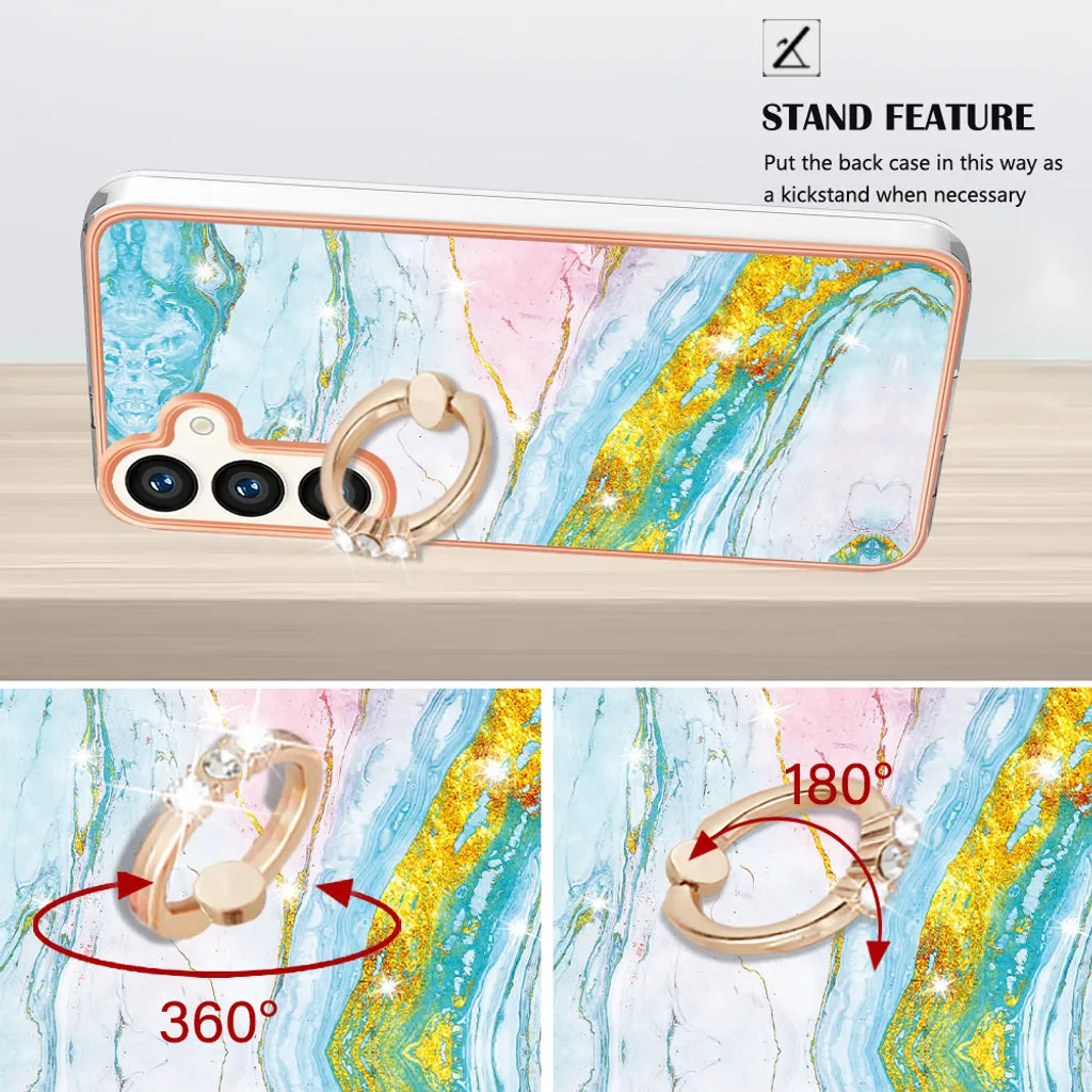 Custodia Luxury Marmo Blu per Samsung S25 - Edizione Limitata con Ring - 4