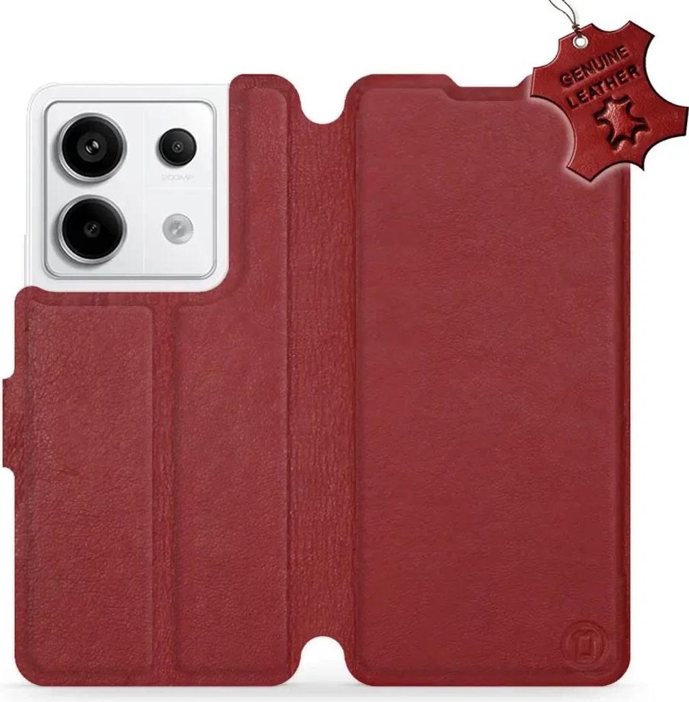 Echtleder Handyhülle für Xiaomi Redmi Note 13 Pro 5G, Mobiwear Leather, Dunkelrot