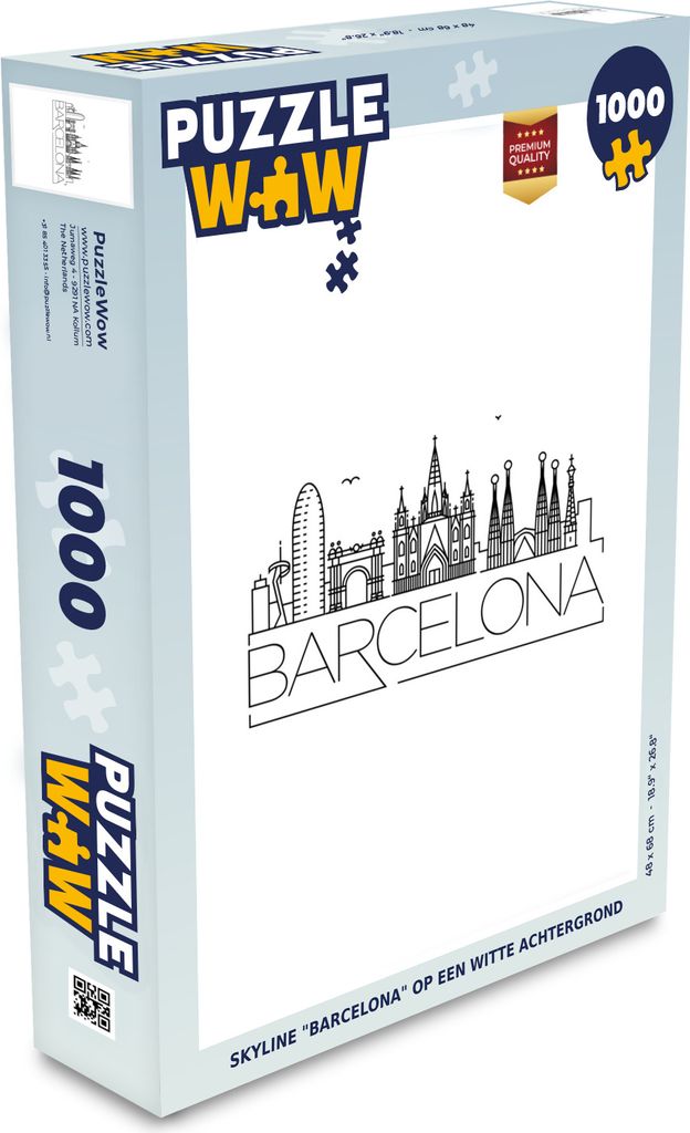 MuchoWow Puzzle 1000 Teile Skyline von Barcelona" auf weißem Hintergrund - Spielzeug - Alt und Jung - Spiele - Puzzeln