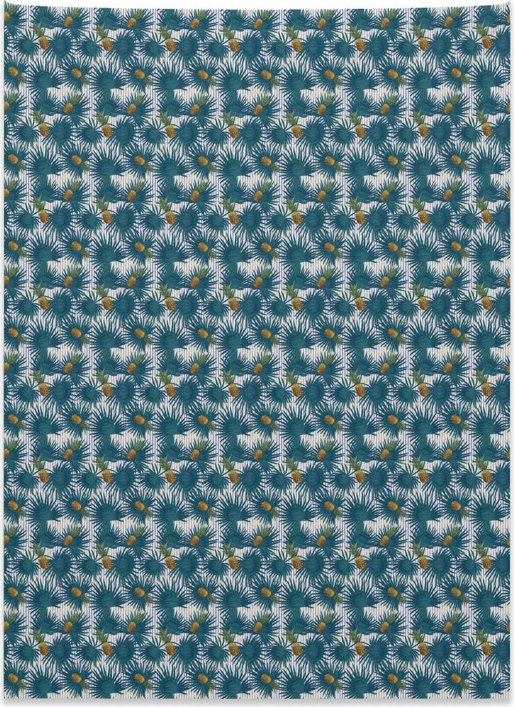Abakuhaus Insel-Party Wandteppich, Ananas-Palmblatt aus Weiches Mikrofaser Stoff Kein Verblassen Klare Farben Waschbar, 110 x 150 cm, Benzinblau Bl...