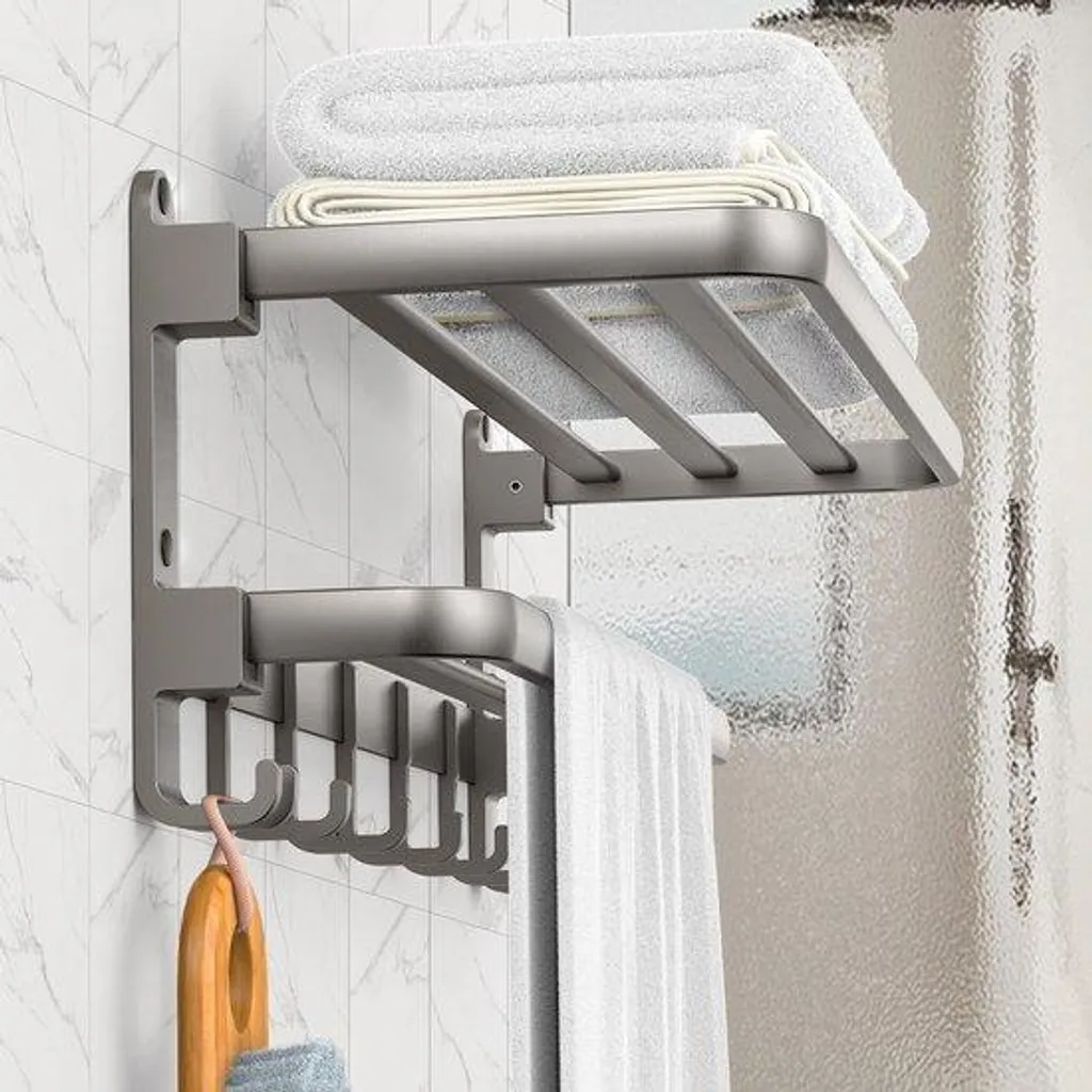 Barre porte-serviette murale en inox gris 60 cm pour salle de bain chic