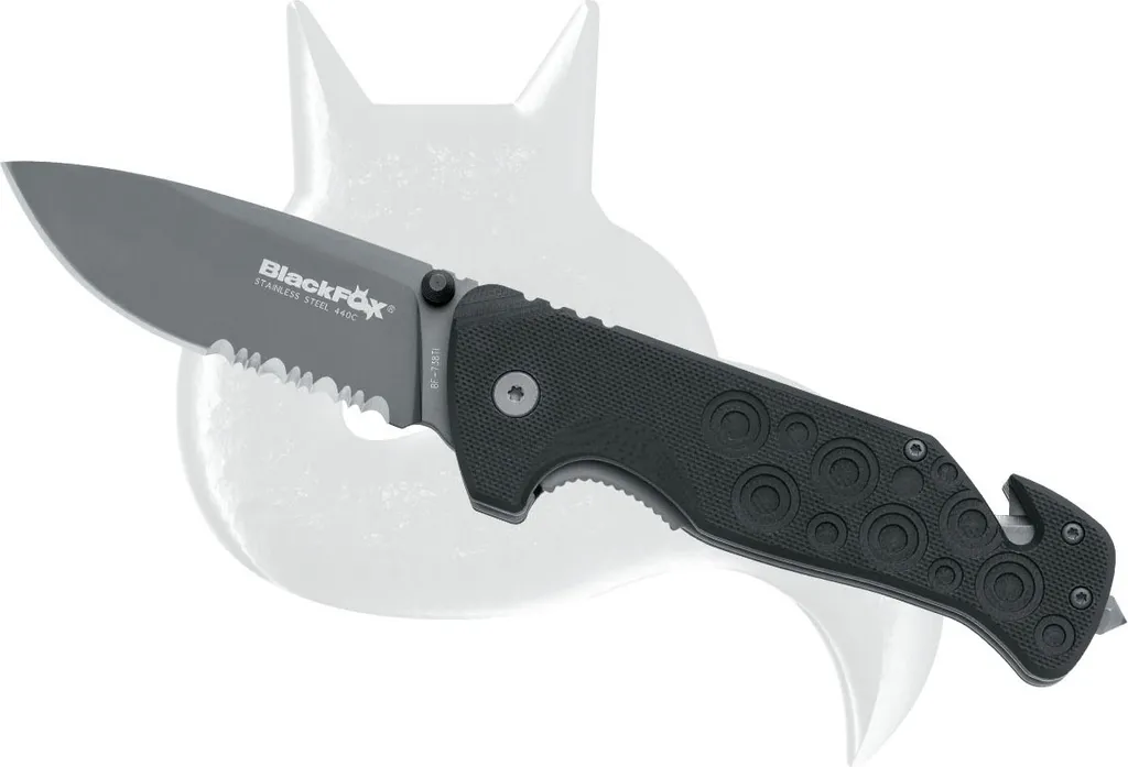 Couteau FOX Renard Noir tactique pliant avec manche G10 et lame 440C