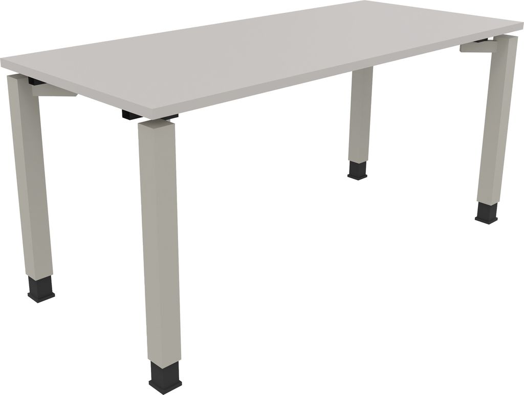 Schreibtisch Vierfuß Quadratrohr B1600xT700xH680-820 si/Lichtgrau