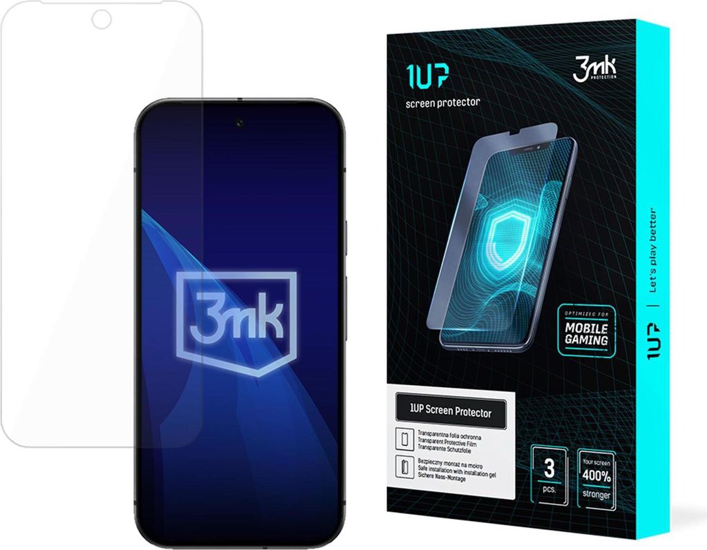 3mk Display Schutzfolie 1UP für Google Pixel 9A transparent Gaming (3 Stück)