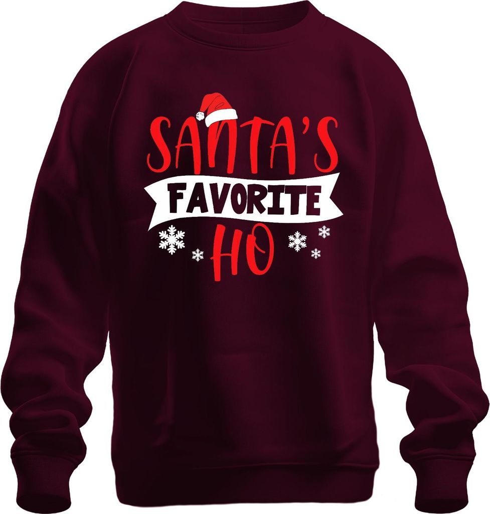 Santas Favorite Ho Weihnachten lustig Schneeflocken Geschenk Uni Sweatshirt Pullover, Burgundy, 3XL