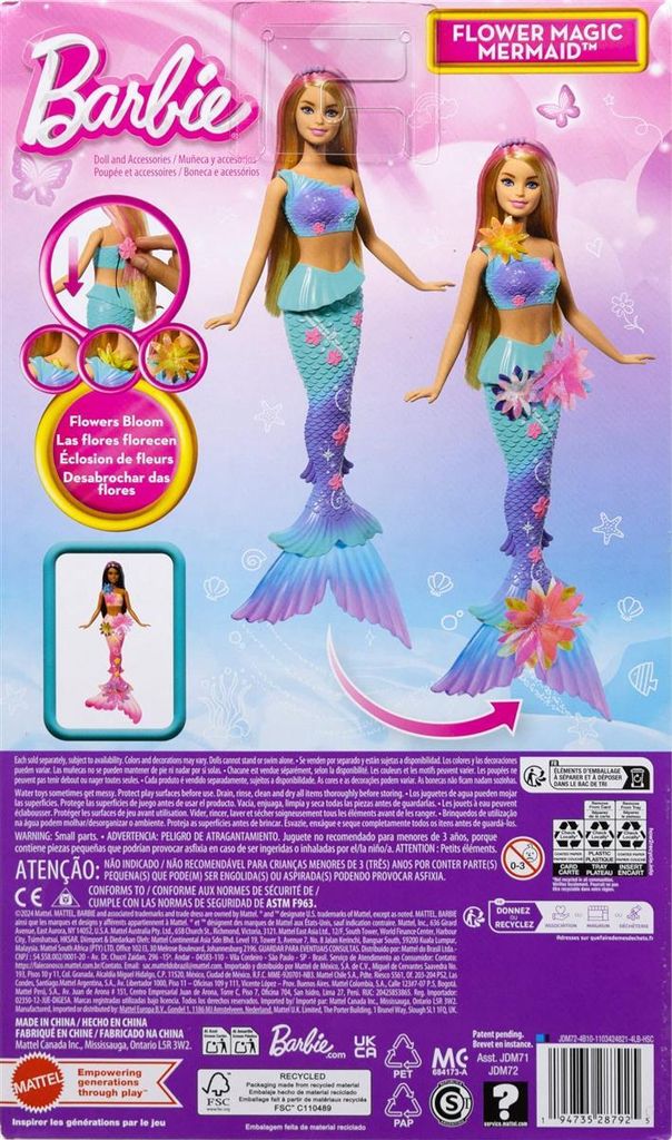 Barbie Zeemeermin met magische bloemen, blond haar Productafbeelding 