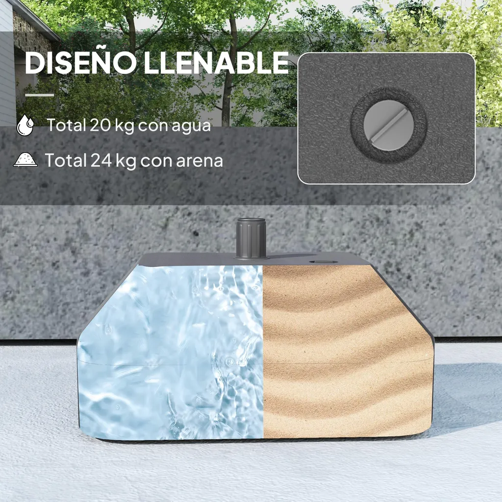 Porte-parapluie lestable avec base remplissable, noir, format universel
