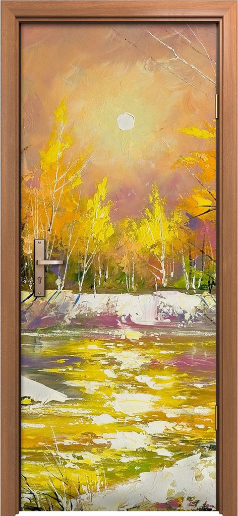 Türposter 80x200 cm Türaufkleber Türtapete Türfolie Klebefolie kunst Herbst Landschaft am Fluss ufer