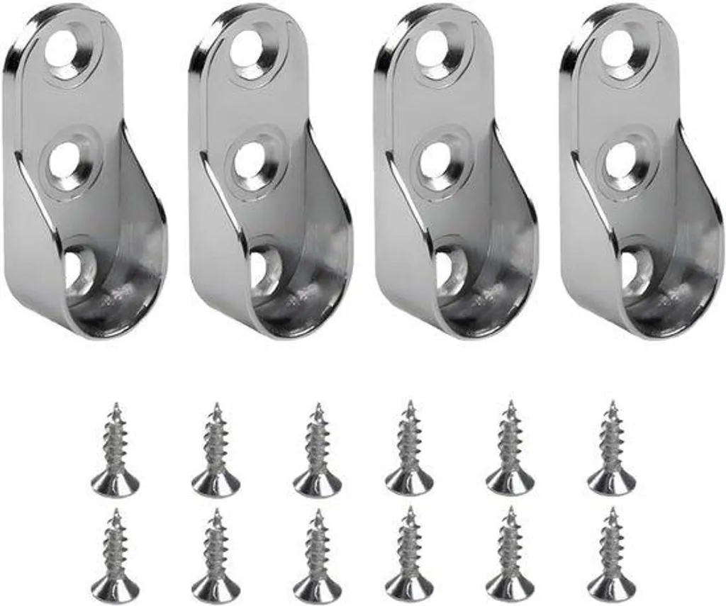 Support de tringle anti-chute en acier 195 x 32 mm - Pack de 4 crochets
