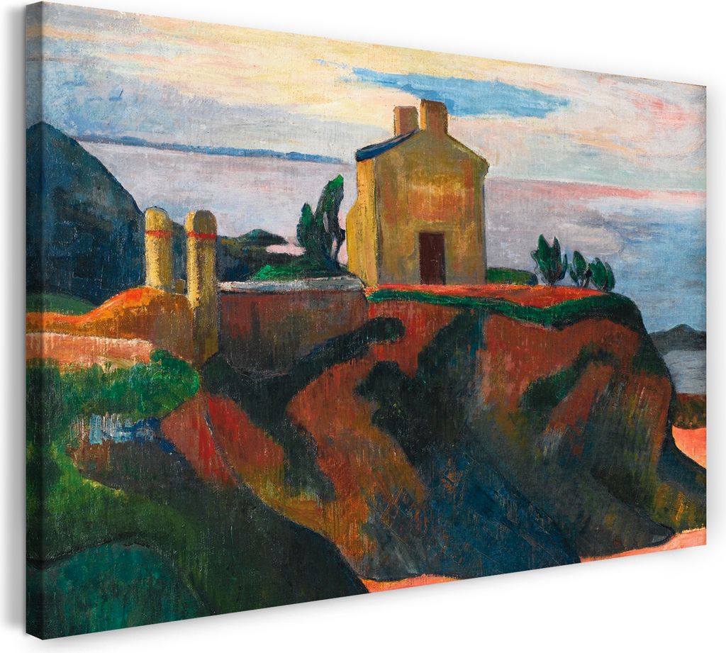Leinwandbild (60x40cm): Paul Gauguin - LA MAISON DU PAN-DU, echter Holz-Keilrahmen inkl. Aufhänger, handgefertigt in Deutschland