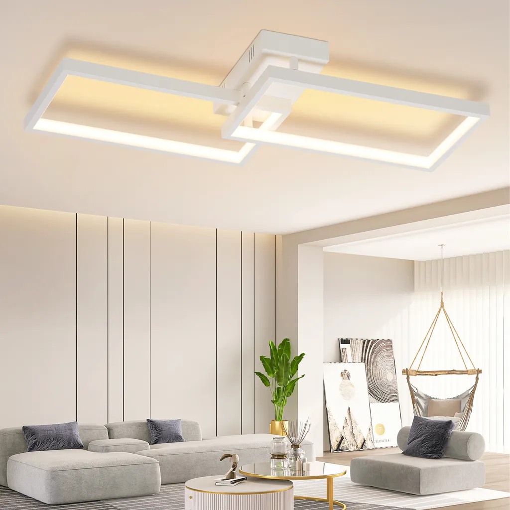 ZMH Plafoniera LED Soggiorno 80cm 48W Bianco Dimmerabile - Luce Moderna