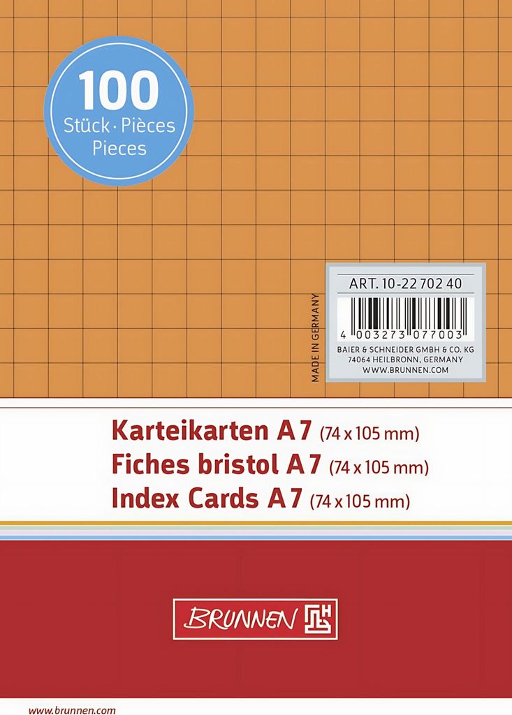Karteikarten A7 orange kariert