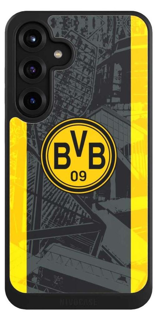 NIVOCASE Hülle für Samsung Galaxy S25+ Handyhülle NIVOcore Case Schwarz BVB Borussia Dortmund Stadion