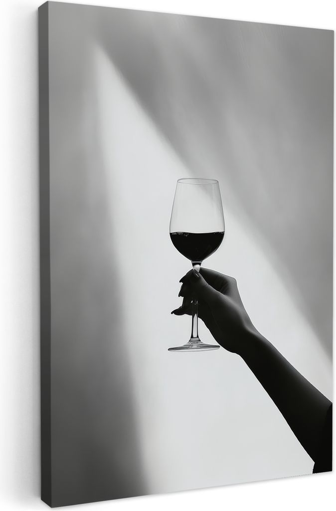 Wanddeko 20x30 cm - Getränk - Wein - Schwarz - Weiß, Leinwand bilder, Wanddeko Wohnzimmer