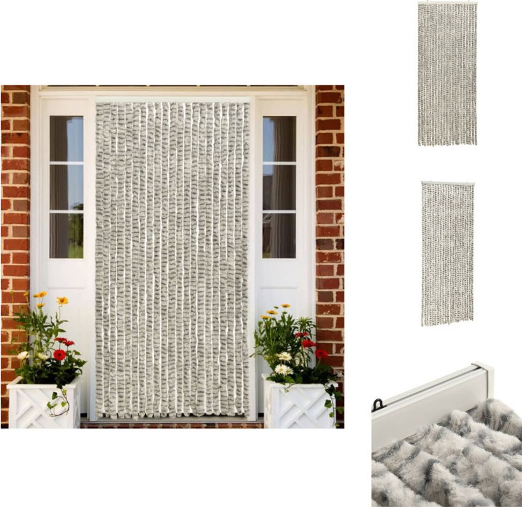 vidaXL Insektenschutz-Vorhang Hell- und Dunkelgrau 56x185 cm Chenille - Fliegengitter