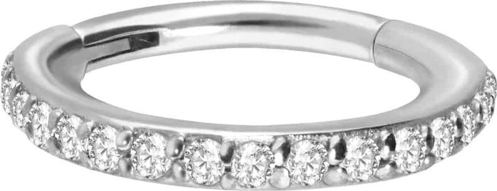 Ohrpiercing, Nasenpiercing, Septum Piercing Chirurgenstahl Segmentring Clicker EINGEFASSTE KRISTALLE Silber Innendurchmesser: 8mm + Stabstärke: 1mm
