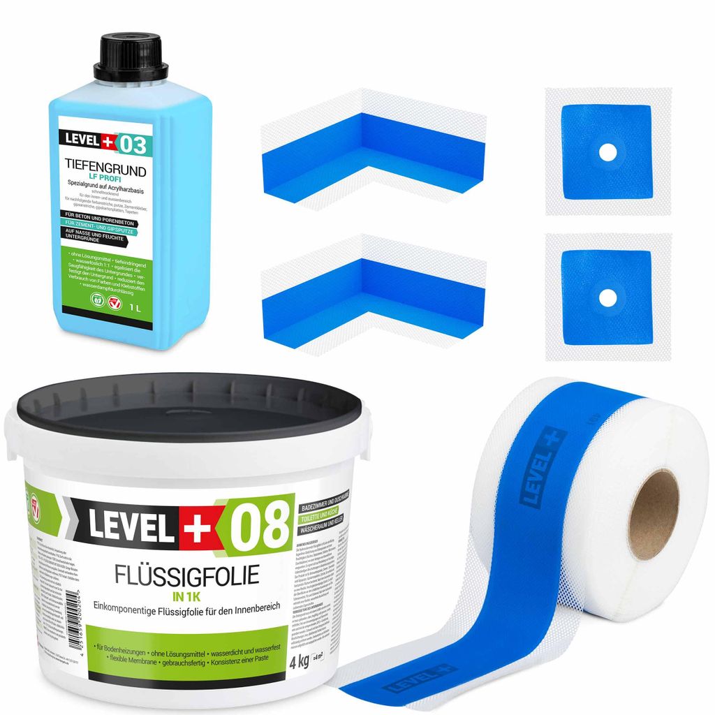 Dichtungset Dusch Bad Abdichtung Dichtband Flüssigfolie 4 Kg Innenecke SET300
