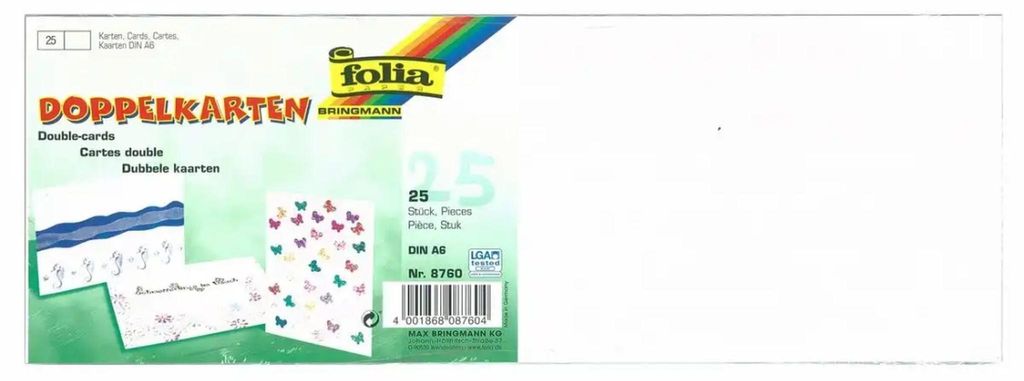 ESSELTE Briefkarte A6 quer 25ST weiß FOLIA 8760 doppelt 190g