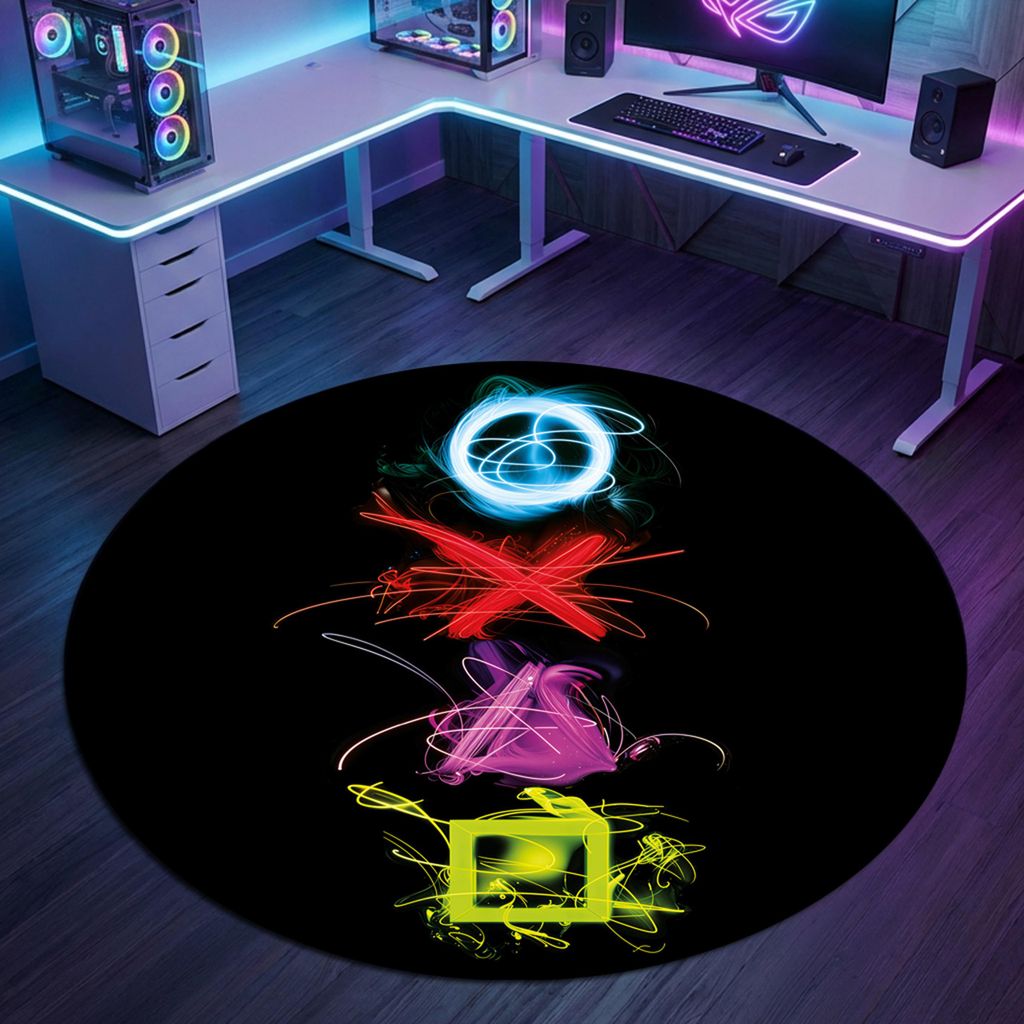 Tapis de jeu avec des couleurs néon vives et des symboles Image du produit 