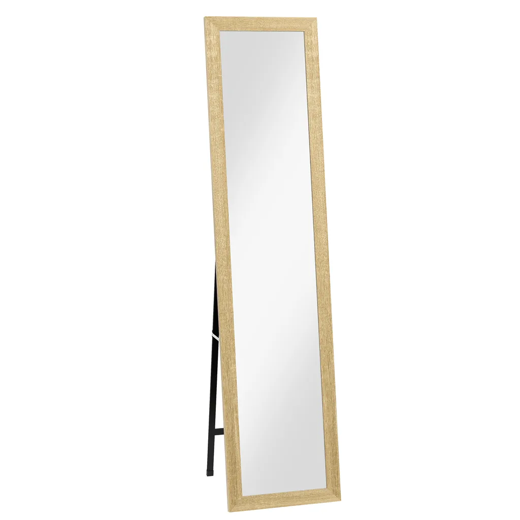 Miroir rectangulaire sur pied ou mural HOMCOM 37 x 157 cm bois naturel