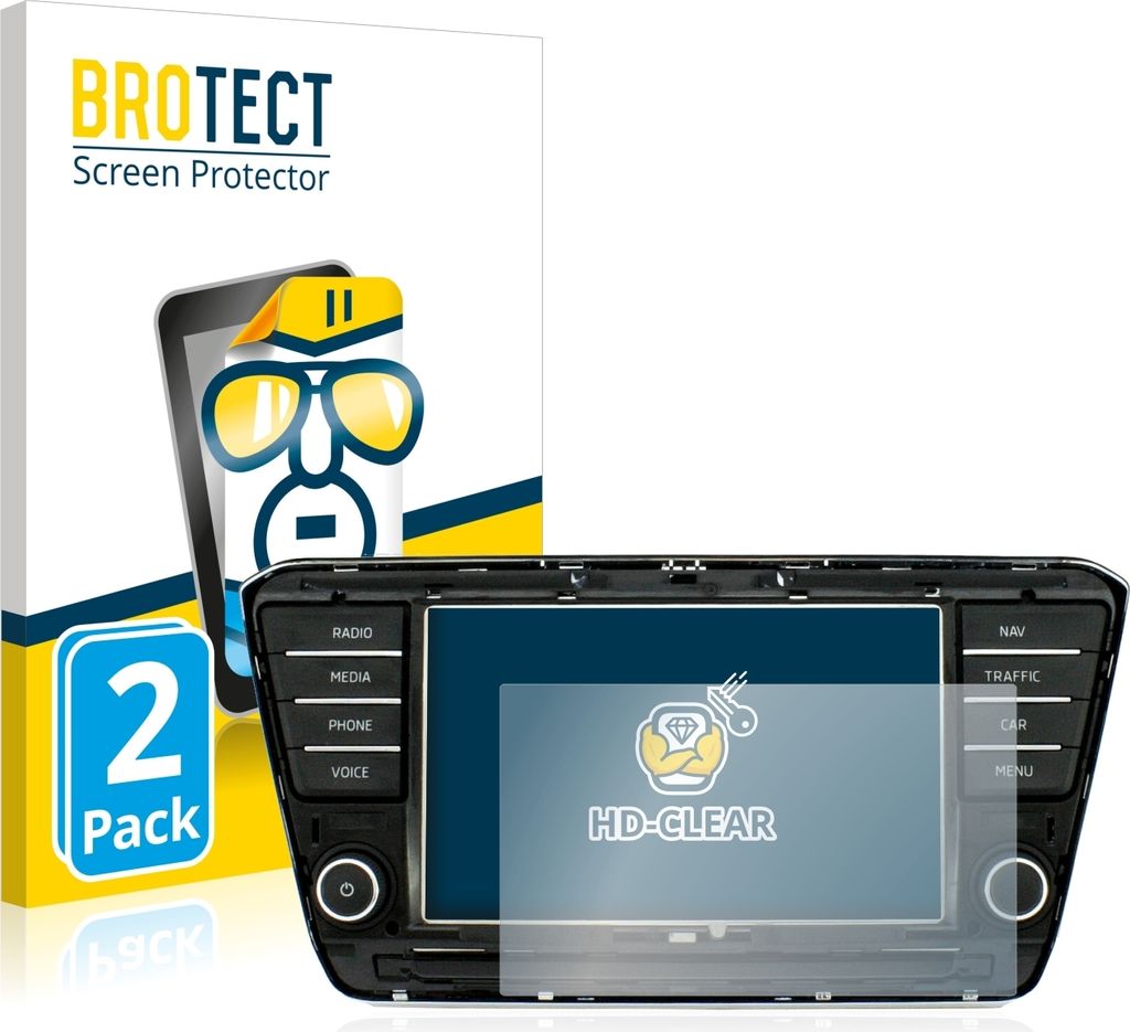 2x Für Skoda Columbus Superb 2017 Infotainment System 8" Schutzfolie BROTECT Displayschutz Display Schutz Folie Klar Transparent