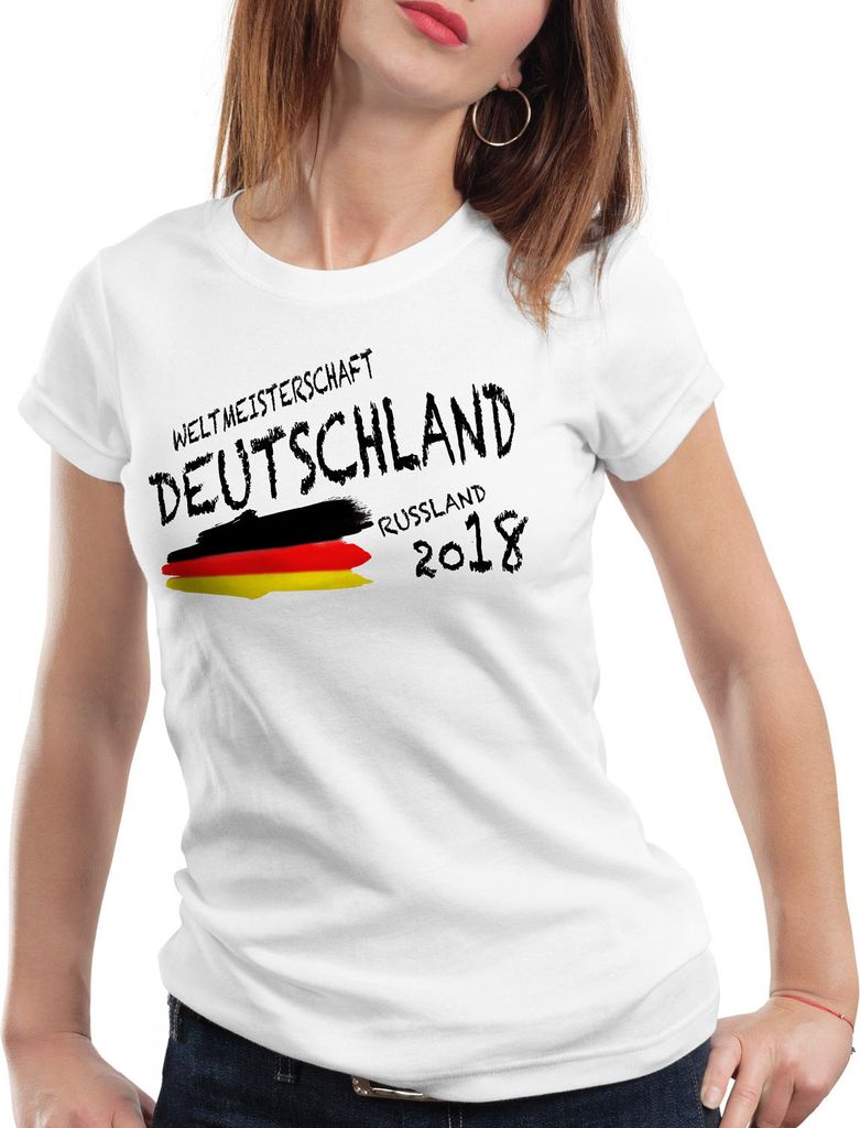 style3 Weltmeisterschaft 2021 2022 Deutschland Damen T-Shirt Fußball WM Trikot Germany, Farbe:Weiß, Größe:L