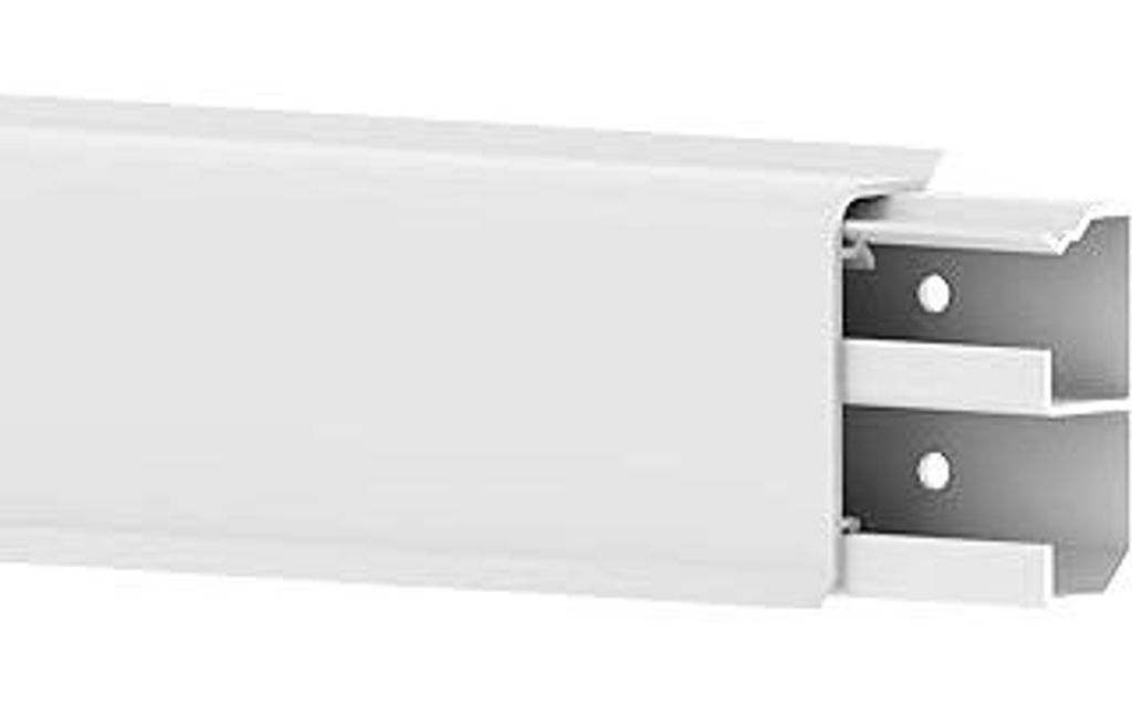 Habengut 3 m Sockelleiste aus PVC, mit integriertem Kabelkanal, Farbe: Weiß, Höhe 50 mm (2 Stück Länge 1,5 m)