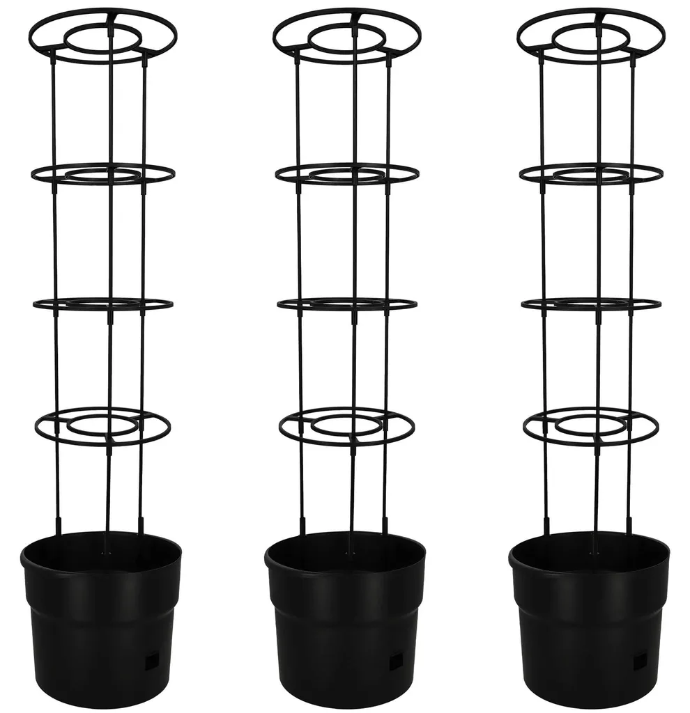 Support plantes grimpantes 128 cm avec bac à fleurs anthracite - 3 sets