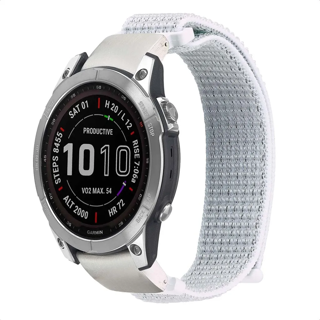 Cinturino di Ricambio Garmin QuickFit 22mm Nylon Bianco Luxury L/XL