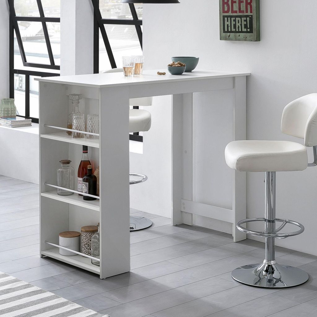 Bartisch  Weiß 120 x 107,5 x 60 cm Stehtisch Holz Produktbild 