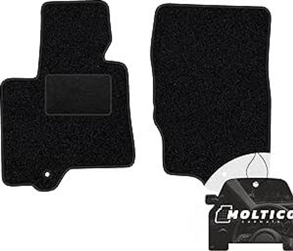 moto-MOLTICO Vorne Fußmatten Auto Velours Autoteppiche Schwarz Automatten Set 2-teilig passend für Toyota IQ 2009-2016