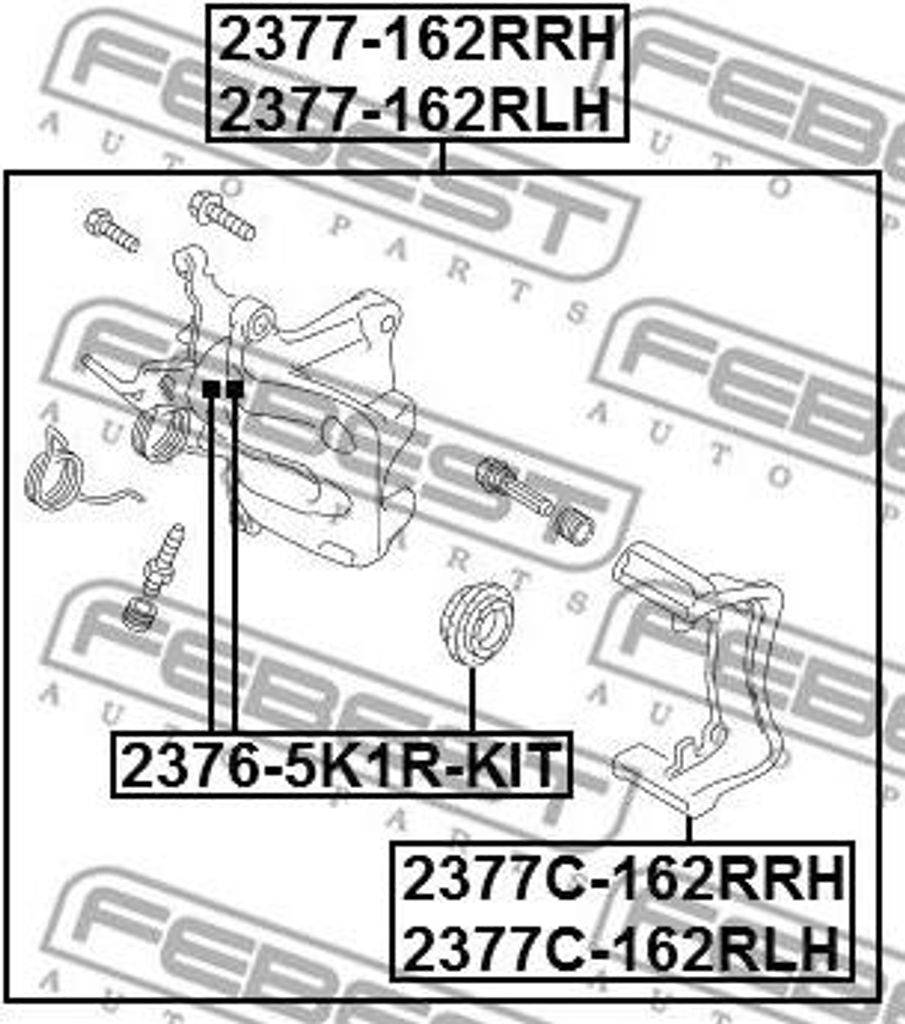 FEBEST 2377C-162RLH Bremssattelhaltersatz OE 2k5615425 kompatibel mit A3 8P, Octavia, Superb, Yeti, Beetle, Caddy, EOS, Golf VI, Jetta, Scirocco, T...