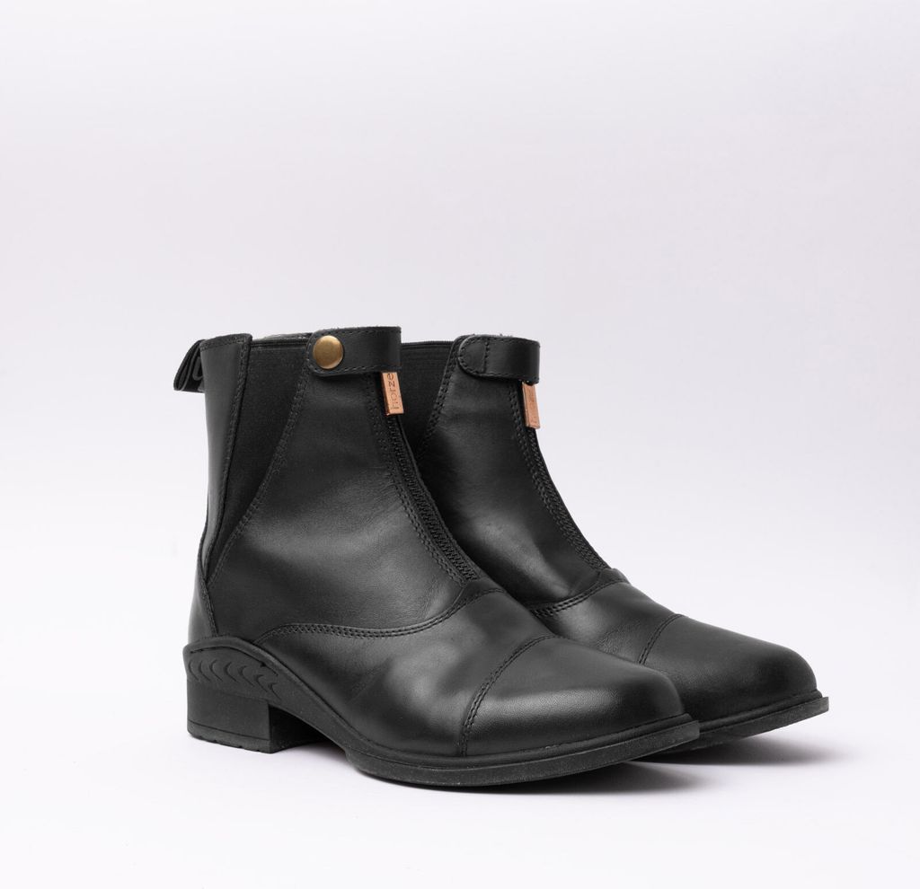 Horze Rose Reitstiefeletten aus Leder mit Reißverschluss, Schwarz, 37