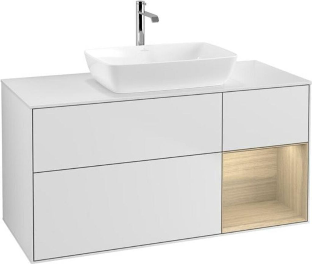 V&B Waschtischunterschrank Wandbeleuchtung Finion 120cm, Pl wh. m, Reg Oa ven, wh. m Lac