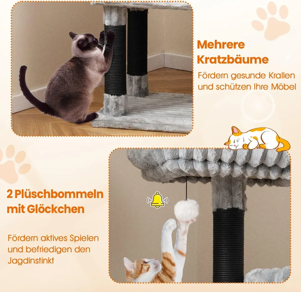 Arbre à chat idéal pour appartement avec griffoirs et cachettes 156cm - 5