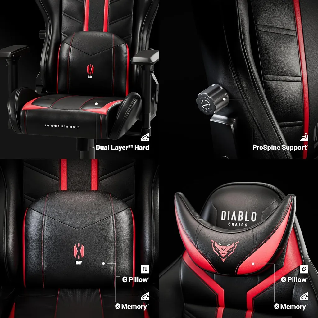 Siège Gaming 4D Diablo X-Ray Design Ergonomique et Dossier Inclinable - 8