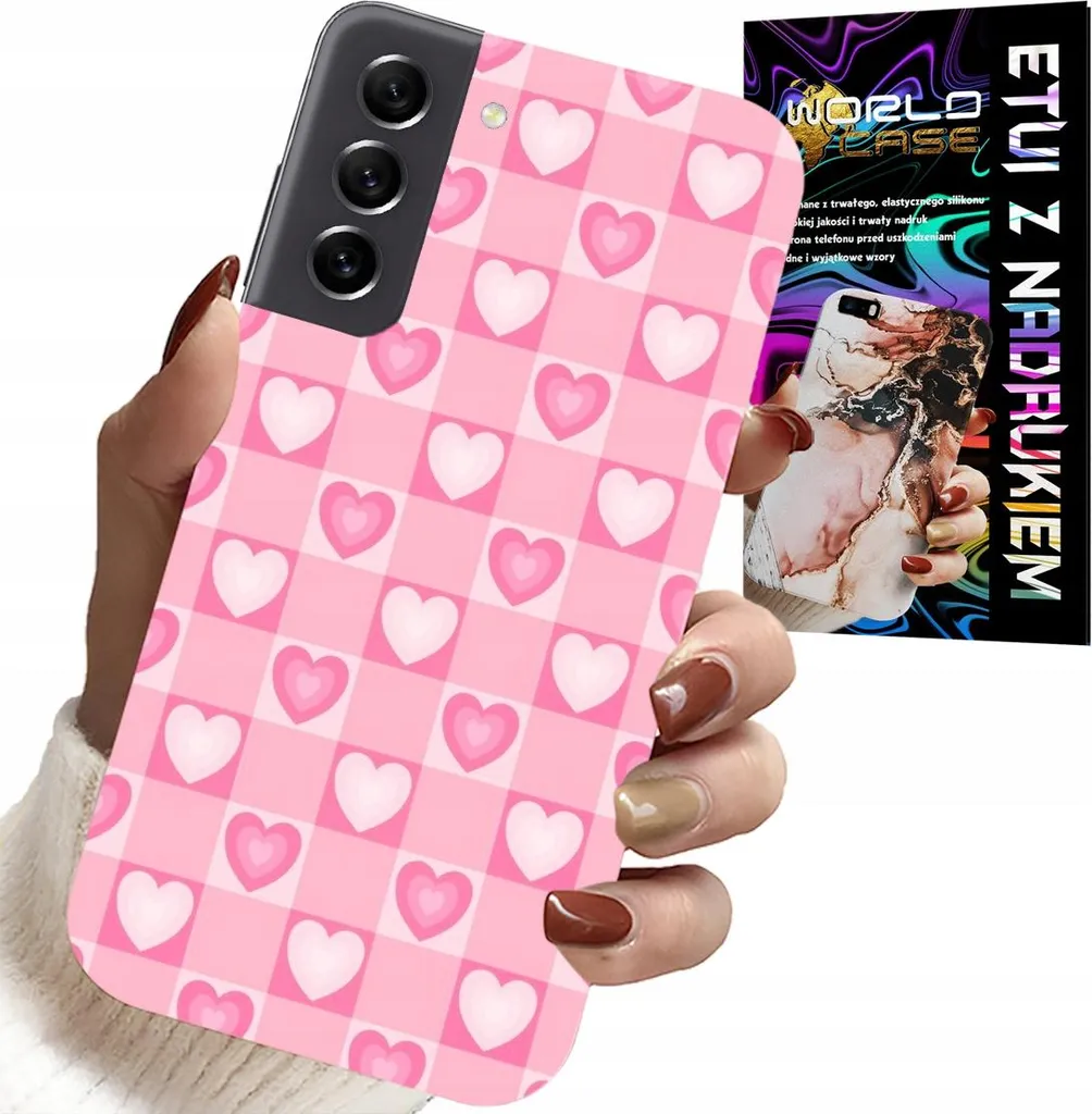 Cover Samsung S21 Rosa Scacchi e Cuori + Vetro: Vibe Y2K Assicurato