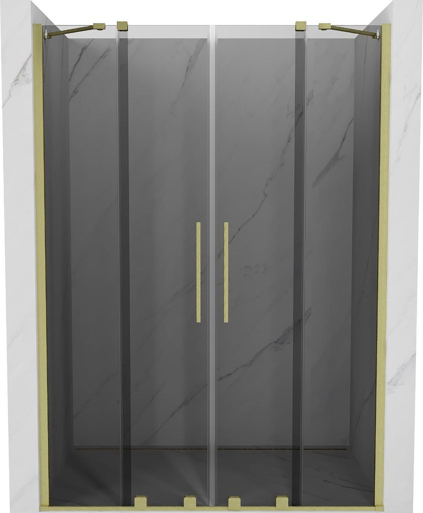 Mexen Velar Duo Schiebetür Duschwand 150 cm, Graphit, gebürstet Gold - 871-150-000-42-55