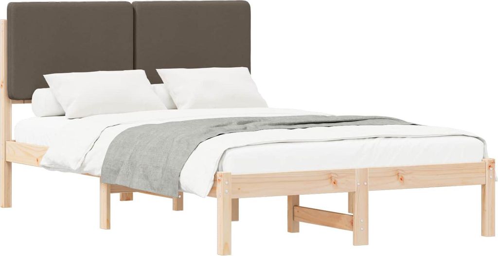 Bettgestell mit gepolstertem Kopfteil Taupe 120 x 190 cm