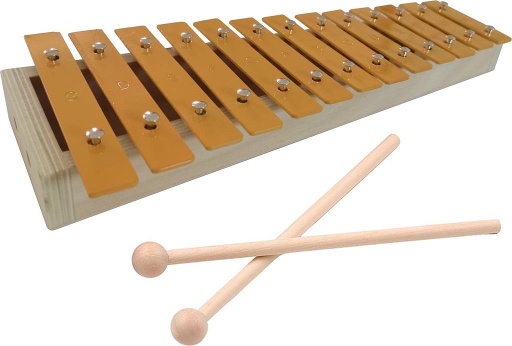 13 Töne Glockenspiel Classic Holzfarbe Xylophon Metalltasten Percussion Rhythmus Handheld-Musikinstrument mit 2 Schlägeln Geschenk für Anfänger...