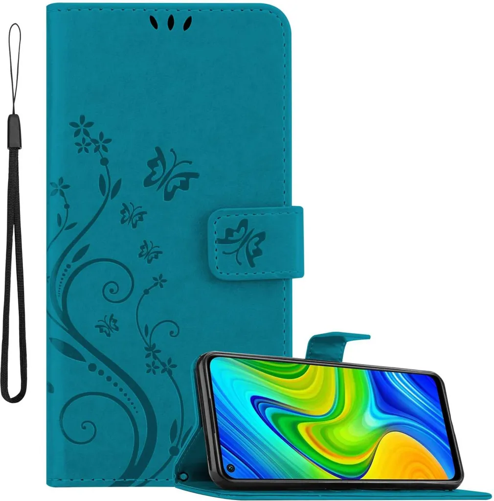 Custodia Xiaomi Redmi Note 9 Blu Floreale - Cover Portafoglio Cadorabo