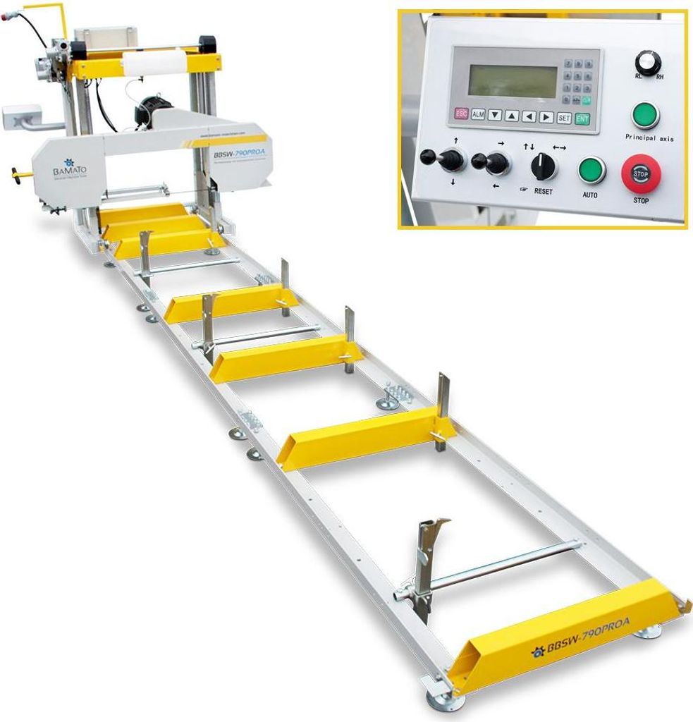 BAMATO Blockbandsäge BBSW-790PROA mit 5,9m Rollbahn und automatischem Vorschub