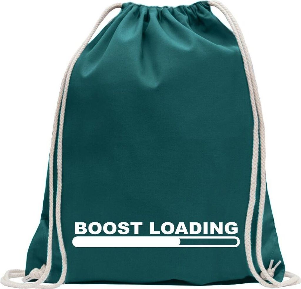 Kiwistar - Turnbeutel - petrol - Boost Loading - Fun Rucksack Sport Beutel Gymsack Baumwolle mit Ziehgurt