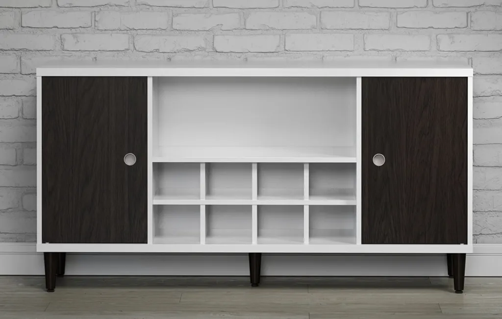 Buffet Evolution 2 portes avec range-bouteilles blanc et noir moderne - 28