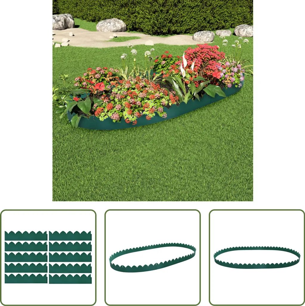 Bordures de Pelouse en PP Vert Résistant 65x15 cm - Pack de 10 Unités - 9