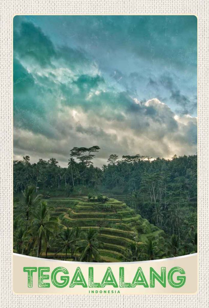 vianmo Holzschild 30x20 cm Tegalalang Indonesien Asien Tropen Bildmotiv Reisemotiv Abenteuer Reisen