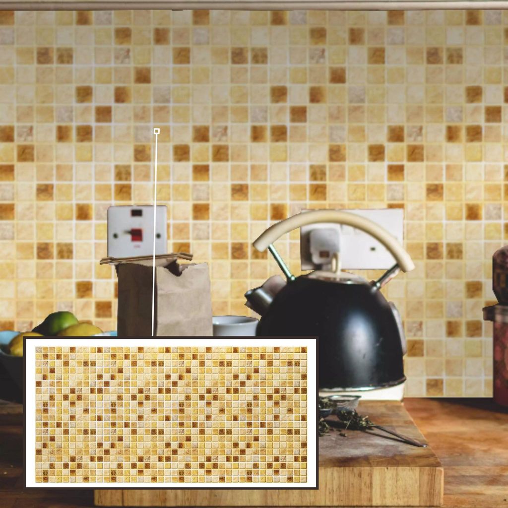 3D-Wandpaneele PVC | Mosaik Optik | Luxor - 20 Platten - 10 m² | Für Wohnzimmer, Küche & Bad | Einfache DIY-Montage