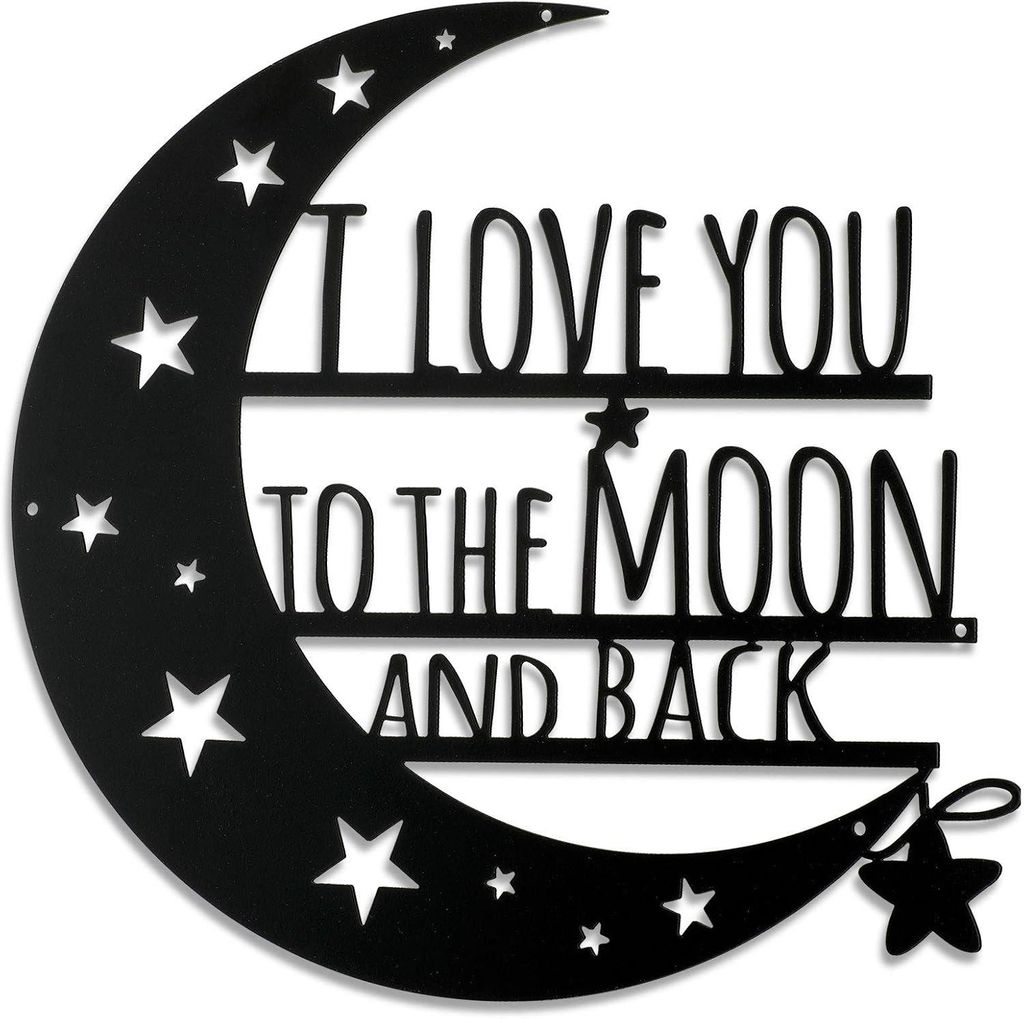 Liebeszitat ?Bis zum Mond und zurš¹ck¡° šC schwarzes Metall, 30,5 cm, Valentinstag/Hochzeit